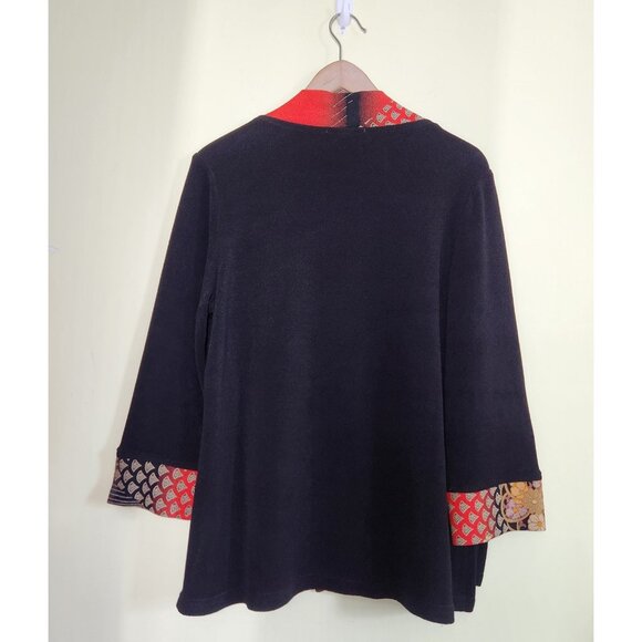 Moonlight Y&S Fashion Design Kimono Style Cardigan Womens One Size Black Floral - Picture 3 of 7